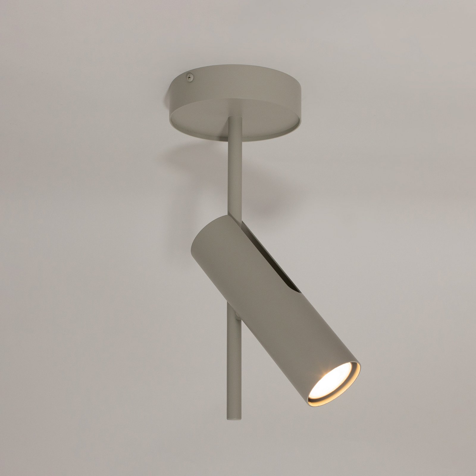 Deckenspot Leda 1, taupe, 1-flammig, Stahl, GU10, Höhe 34 cm