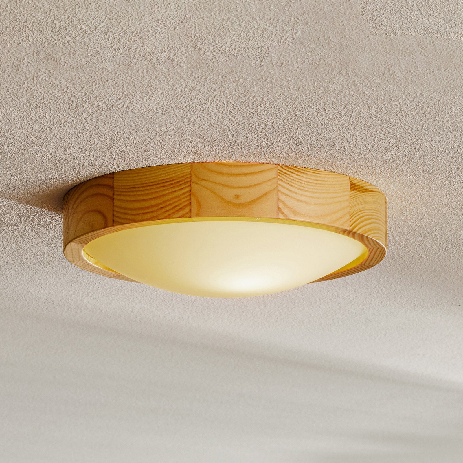 Envostar Zeus plafonieră din lemn pin Ø27cm - Camera de zi / sufragerie - modern - pin natur alb