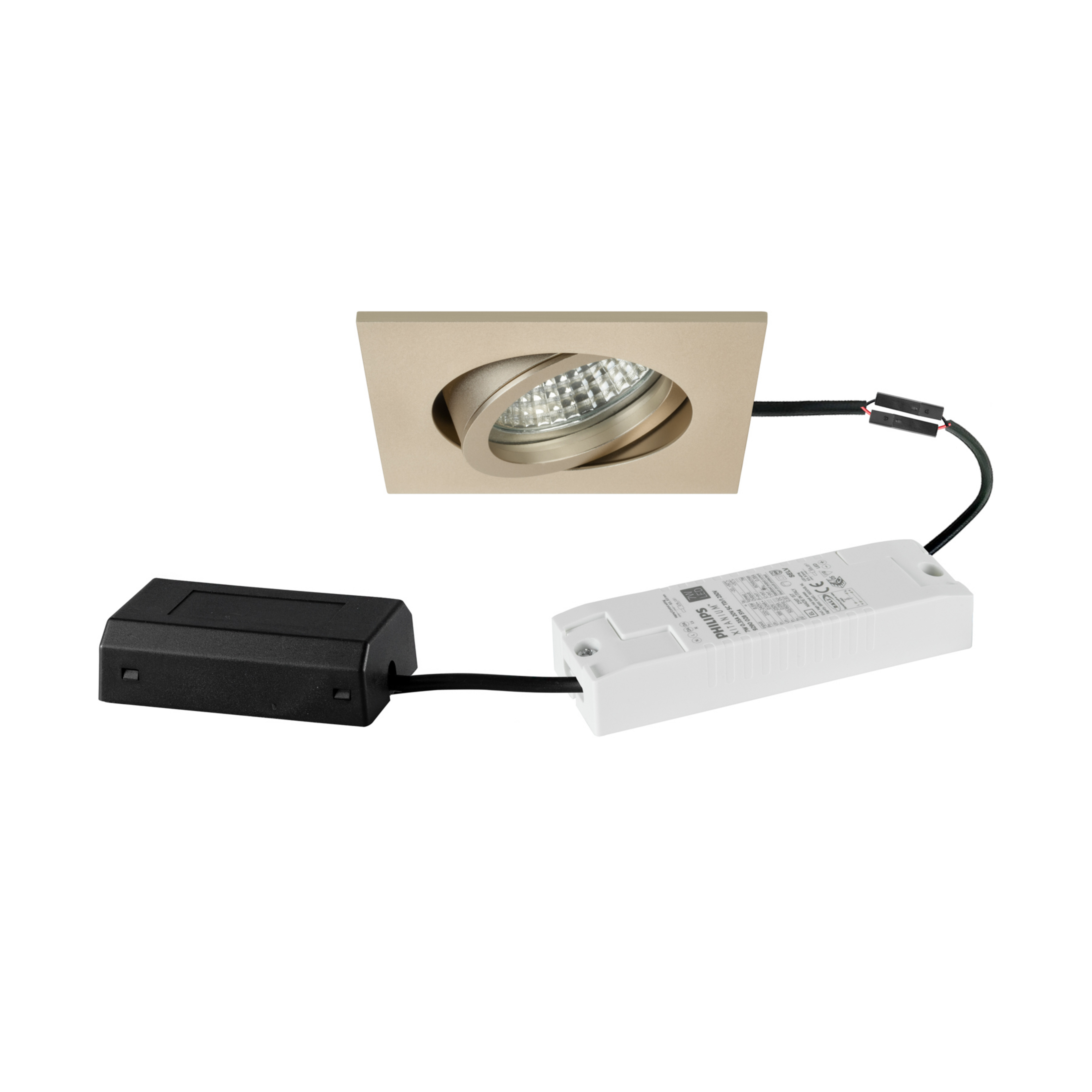 BRUMBERG LED innfelt spot Tirrel-S DALI tilkoblingsboks, lys gull