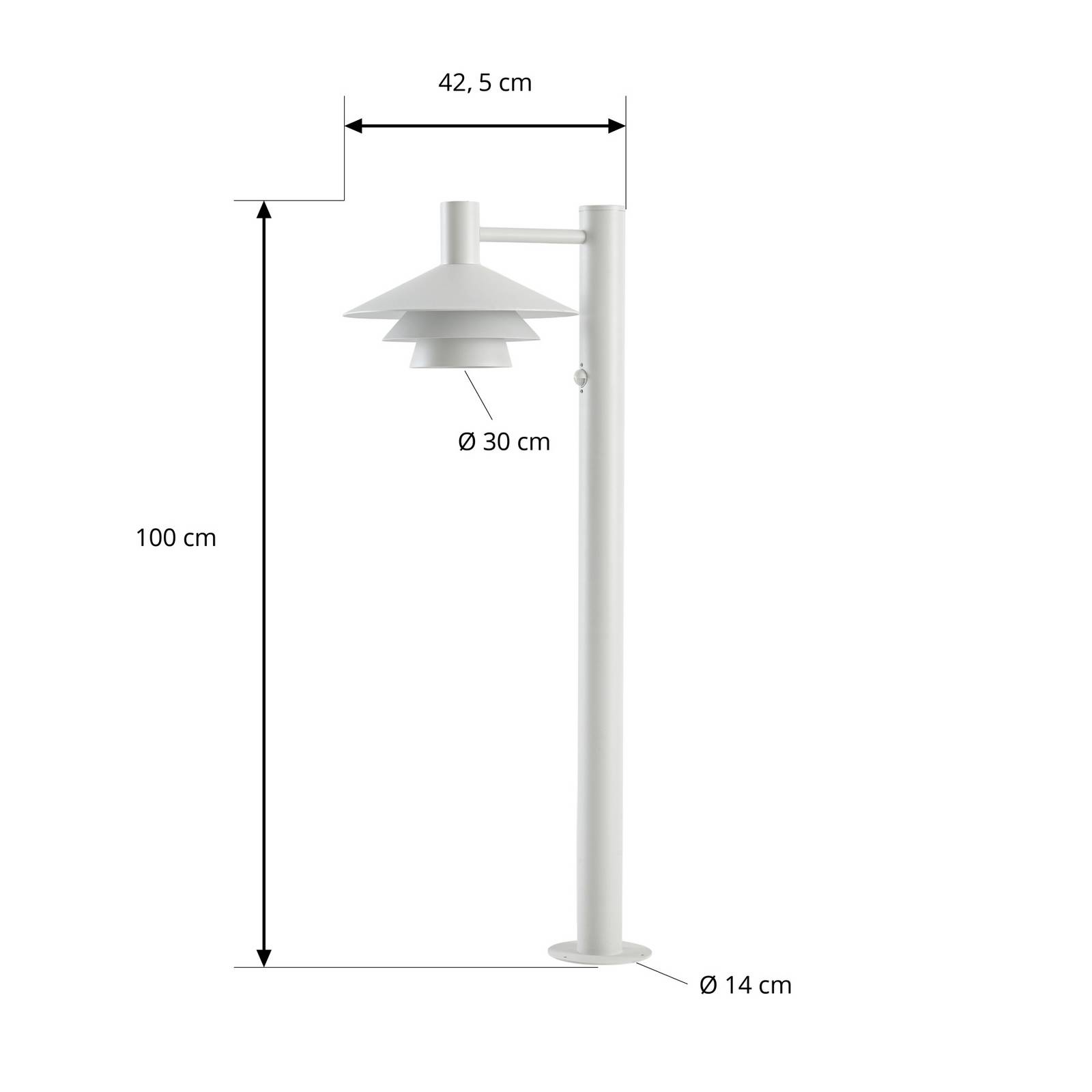 Słupek oświetleniowy LED Lucande Montaro, 100 cm, biały, z czujnikiem