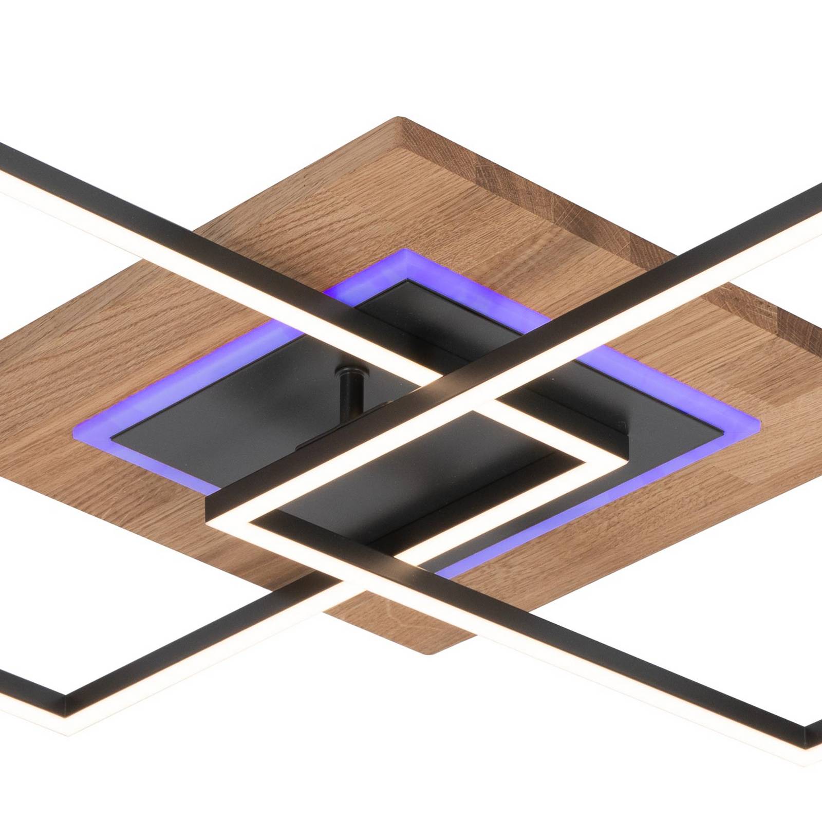 LED-Deckenleuchte Panama M Plus, eiche/schwarz, Länge 61 cm günstig online kaufen