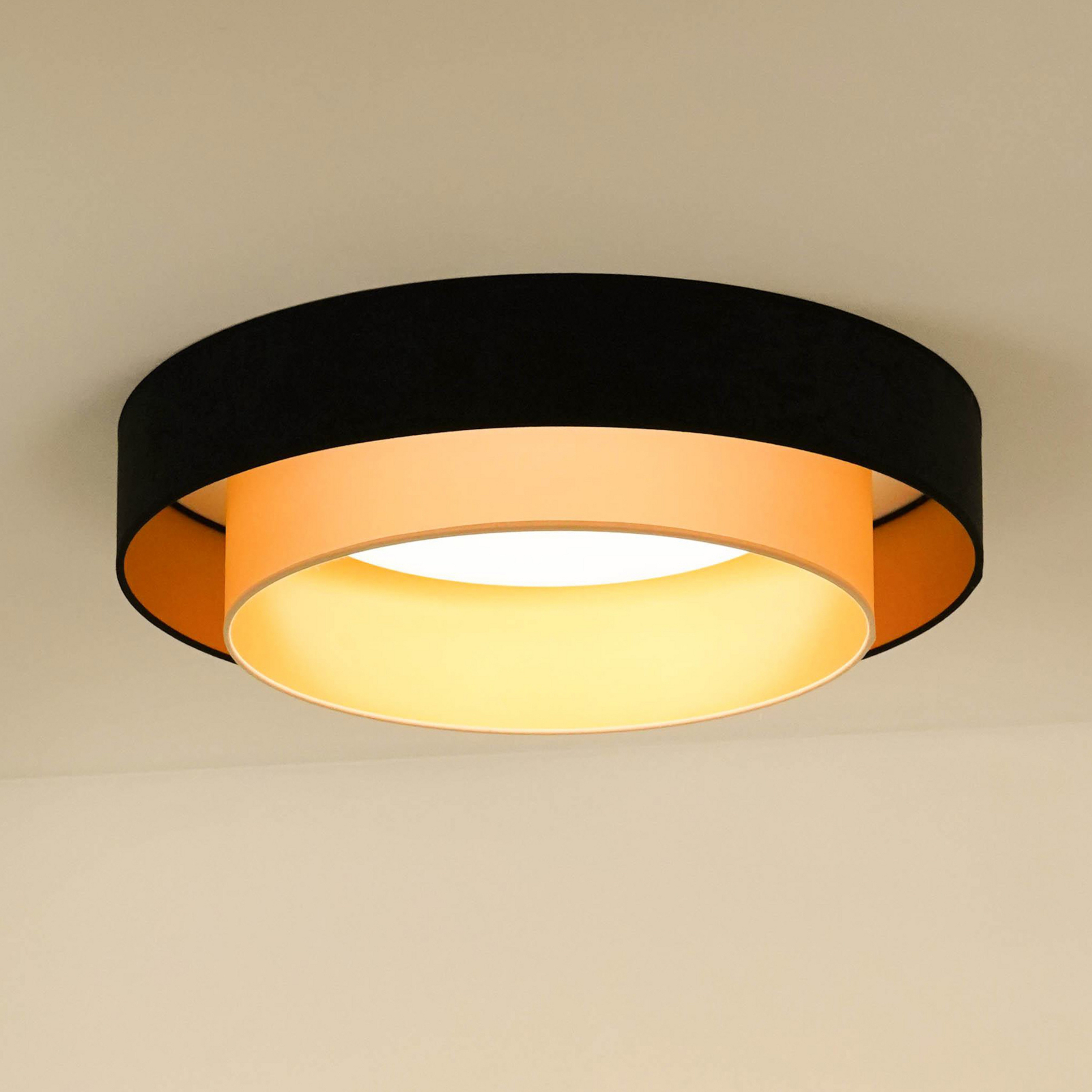 LED-laelamp Luneta samet must/kuldne, Ø 60 cm, 3-astmeline dimmer