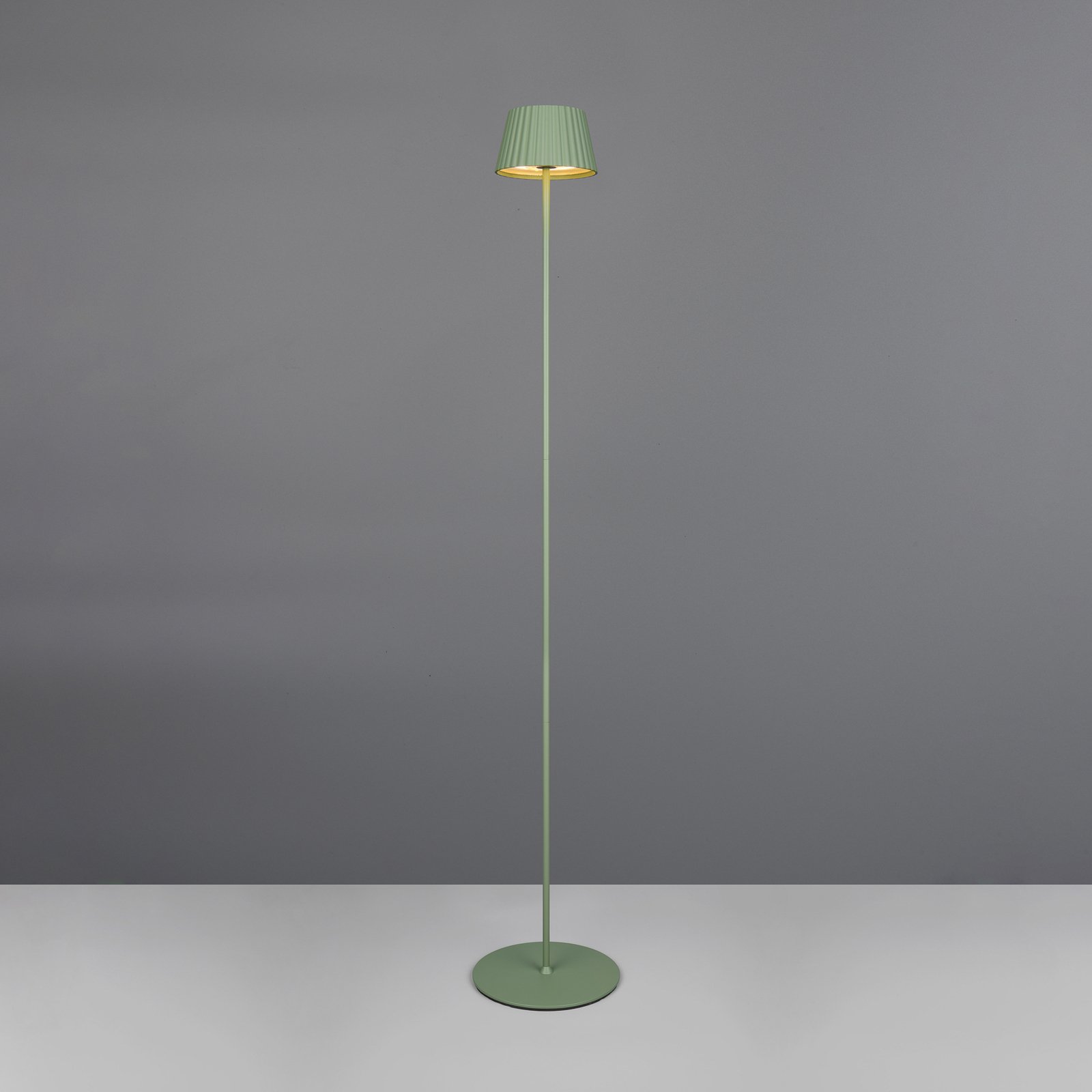 Suarez LED-es újratölthető állólámpa, zöld, magasság 123 cm, fém
