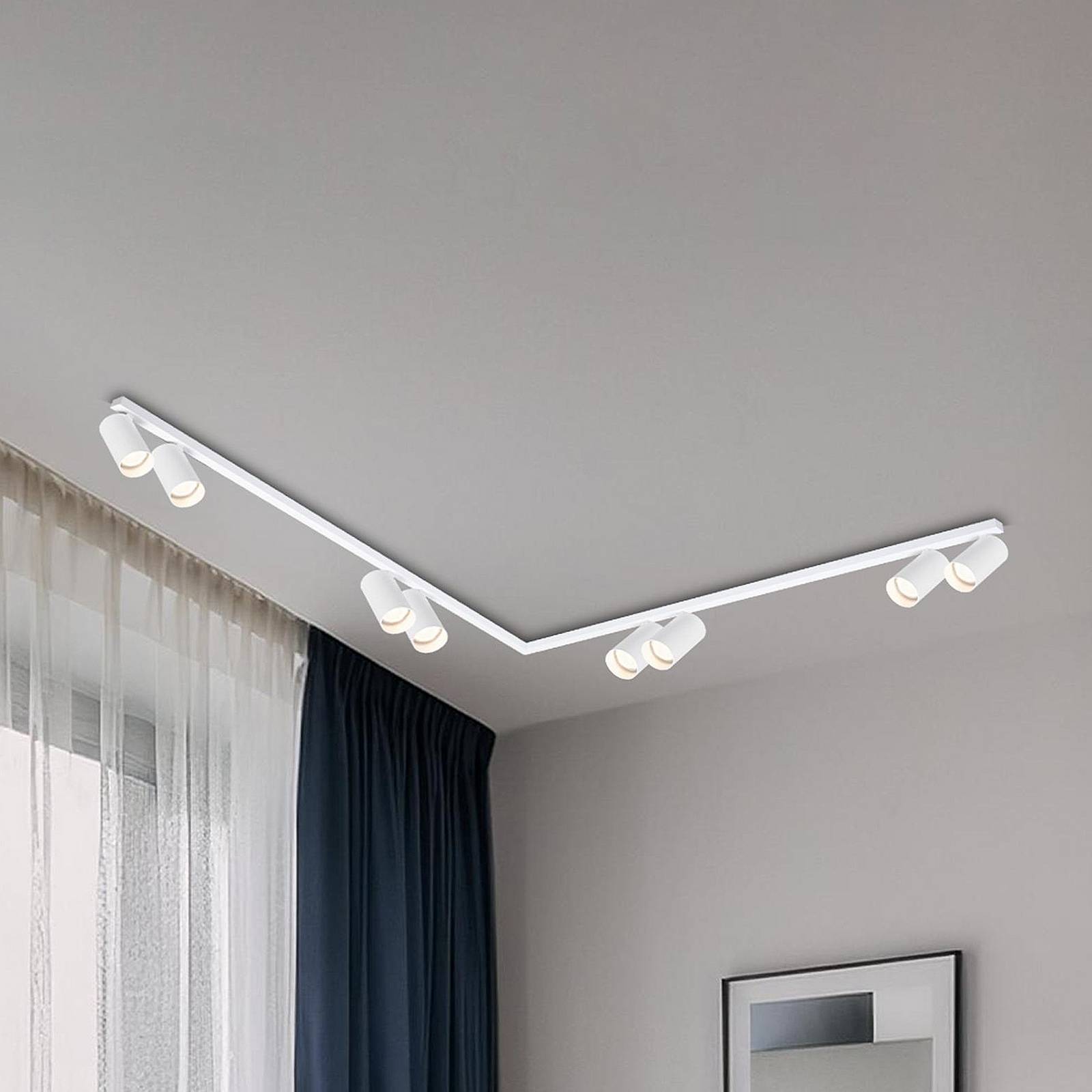 Deckenspot Hero, weiß, 8-flammig, 240 cm, Metall, GU10 günstig online kaufen