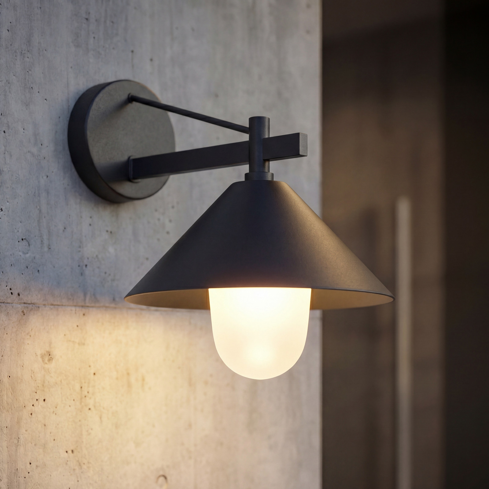 Kiyogi Außenwandleuchte, Höhe 31 cm, E27, schwarz, IP65, Metall Lucande - Modern - Einflammig