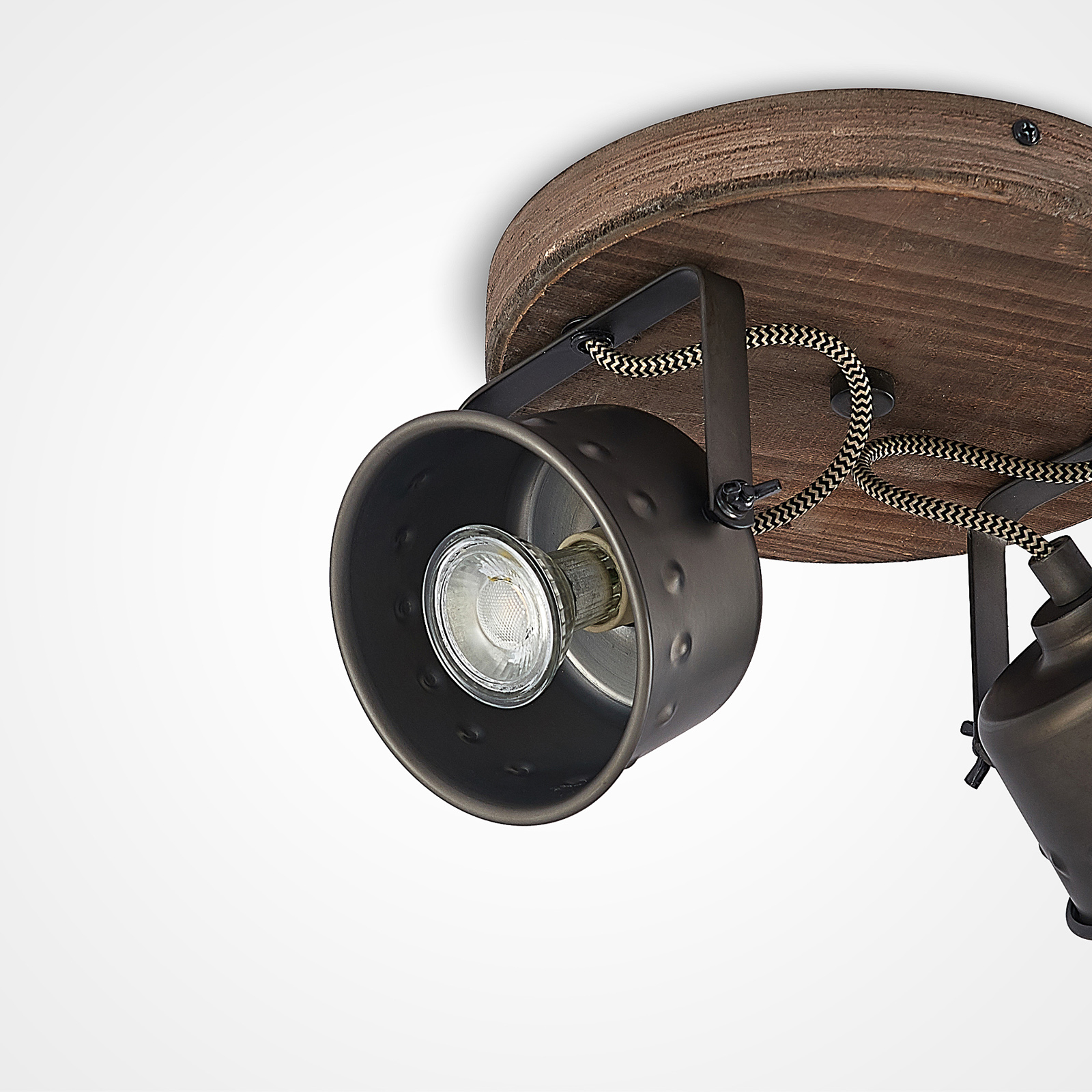 Lindby loftspot Rubinjo, Ø 32cm, 2 lyskilder, træ, metal