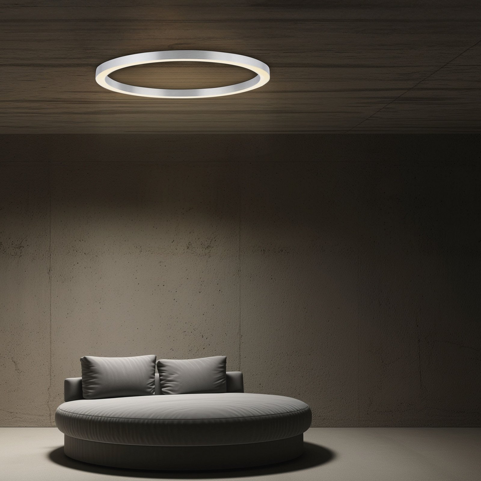 Plafonieră LED PURE Lines Ø 70 cm culoare argintiu CCT - Camera de zi / sufragerie - Modern - Metal