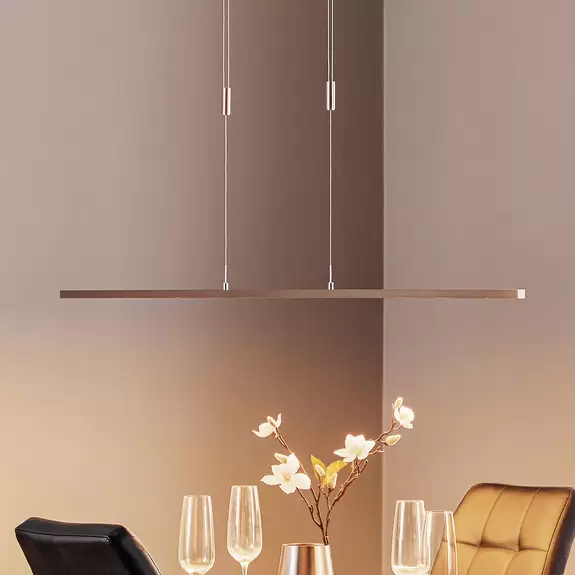 Lampenwelt Quitani LED-Pendelleuchte Tolu, nickel, Länge 138 cm