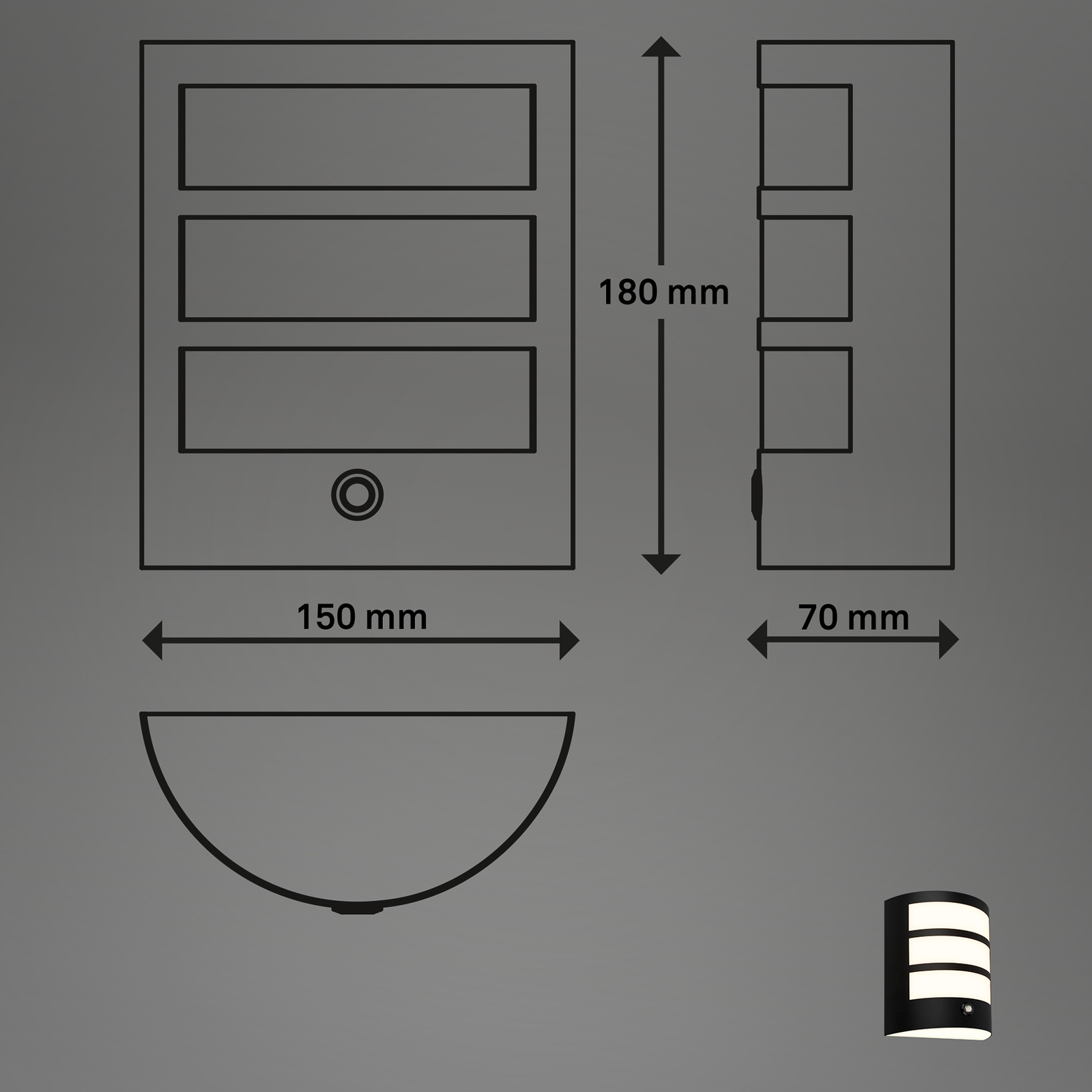 Utendørs vegglampe med LED 3793015 svart plast Touchdim