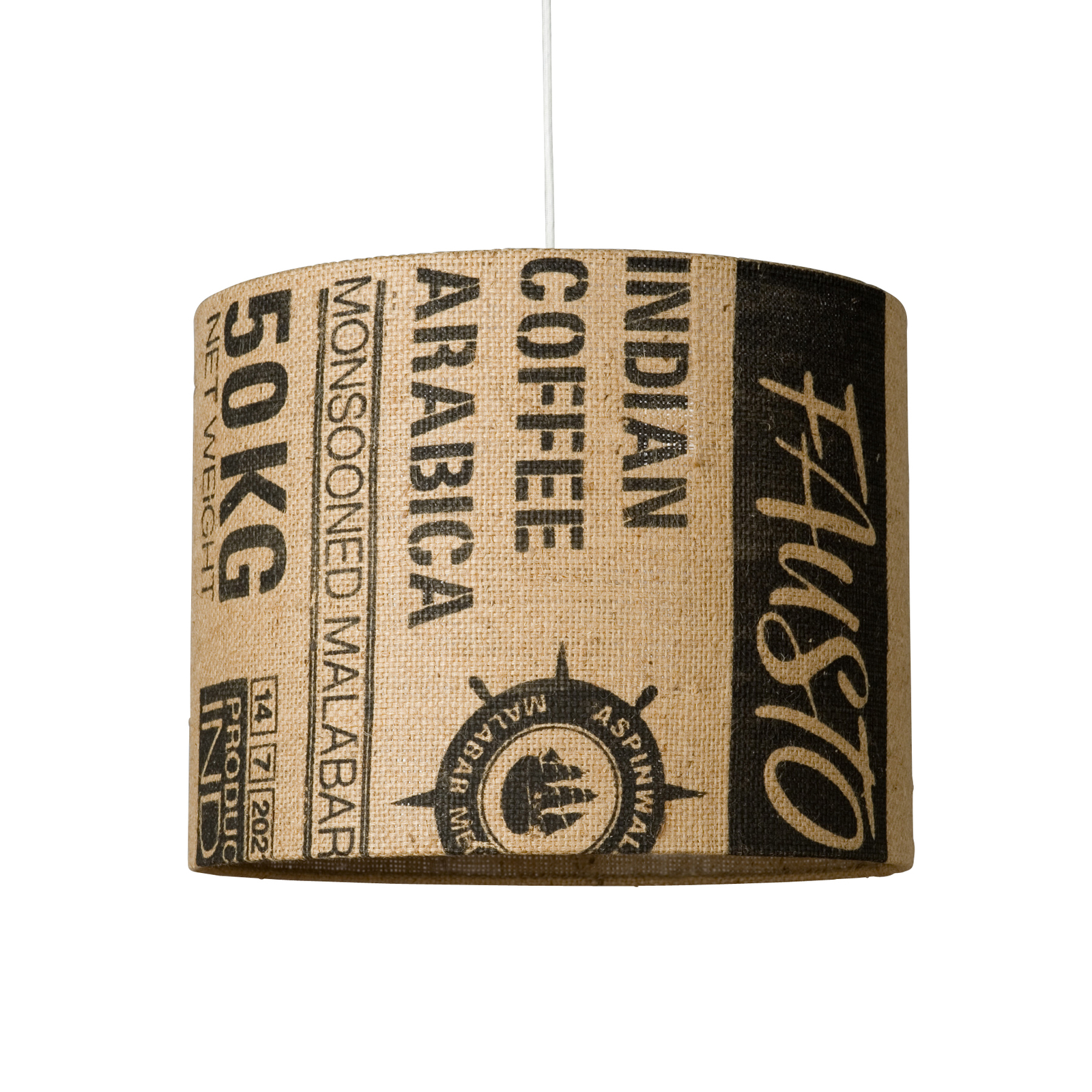 N°93 Perlbohne pendant light - coffee sack shade