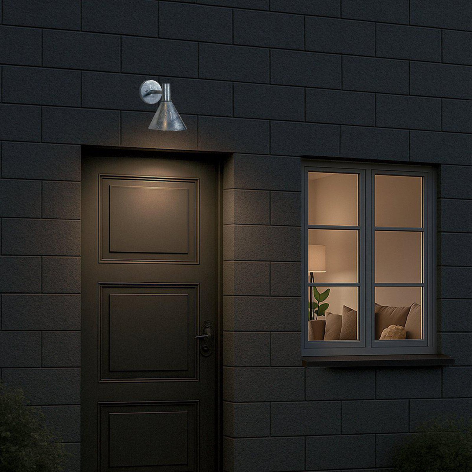 PR Home Utendørs vegglampe Mini-Tripp, sølvfarget, IP44, E27