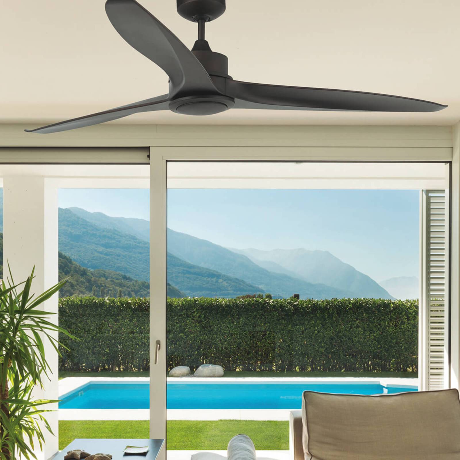 FARO BARCELONA Ventilateur de plafond LED Tonic brun foncé