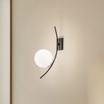 Hilal wall light 3821, black, opal glass, height 44 cm