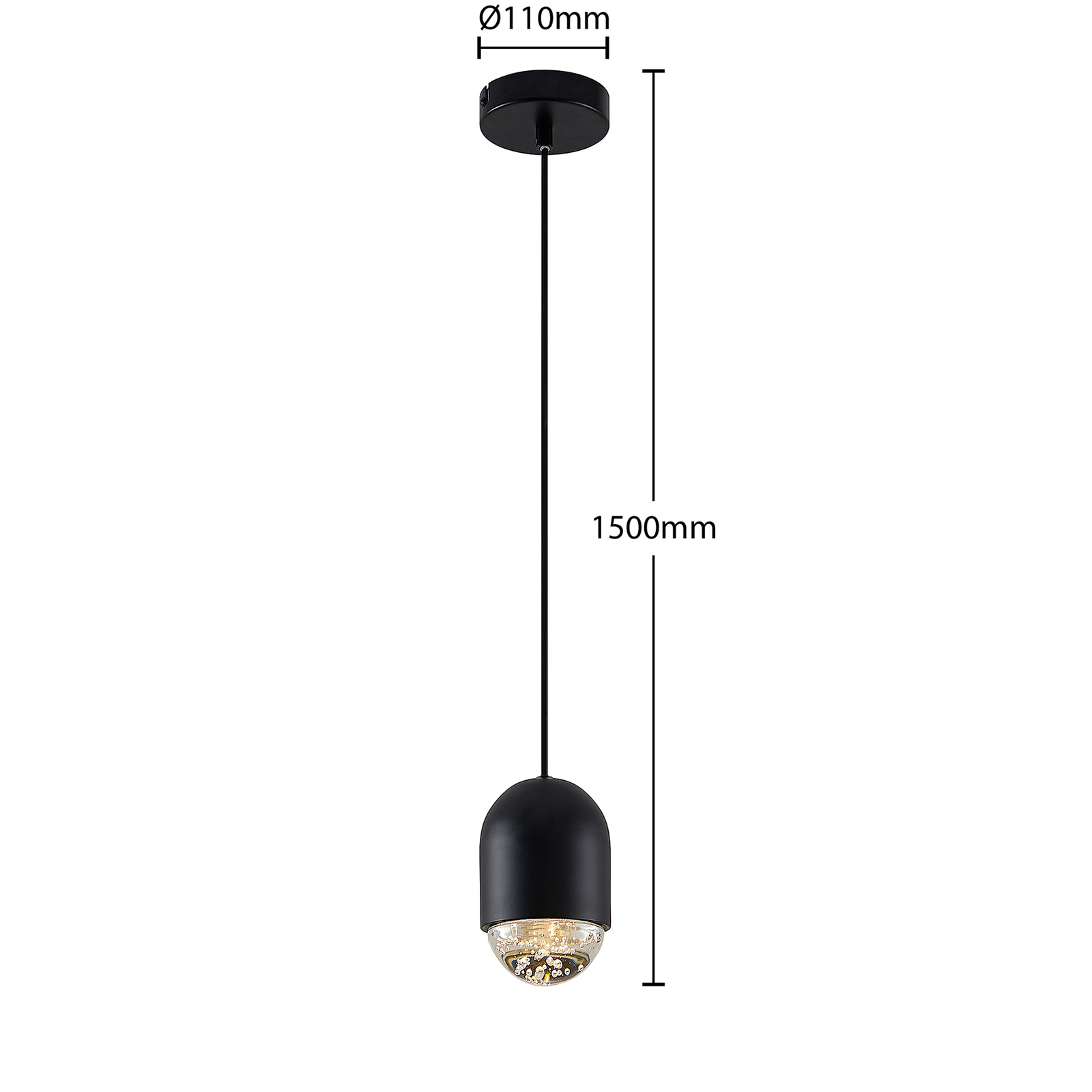 Lucande Amielle lámpara colgante, 1 luz, negro