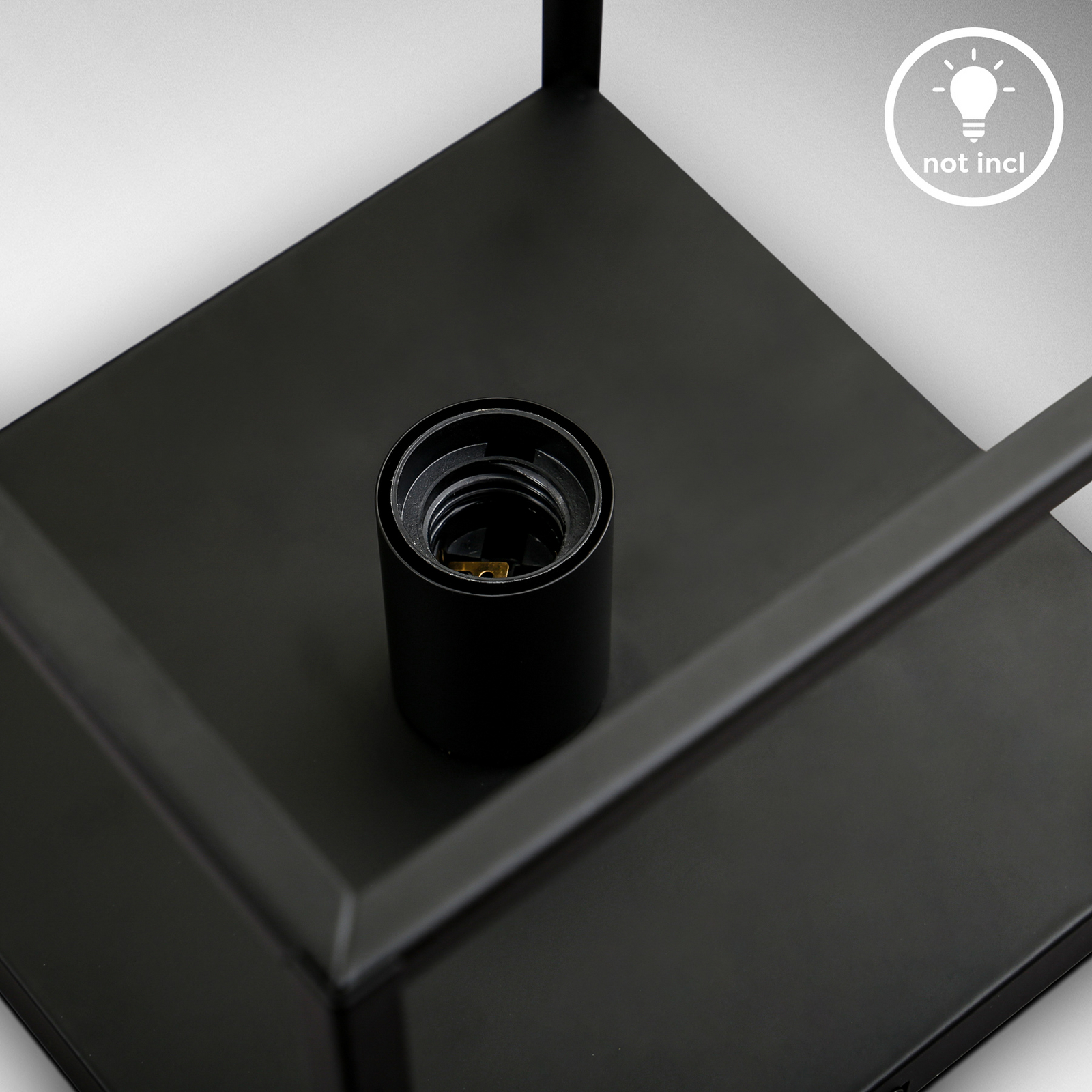 Plafondlamp Indu, zwart, hoekig, 1-lamp, E27 Plafondlamp Indu, zwart, hoekig, 1-lamp, E27