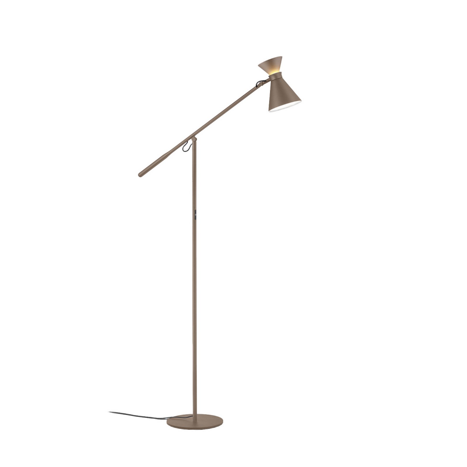 Lampa stojąca LED Helestra LUK, brązowa, ściemniany, regulowana wysokość