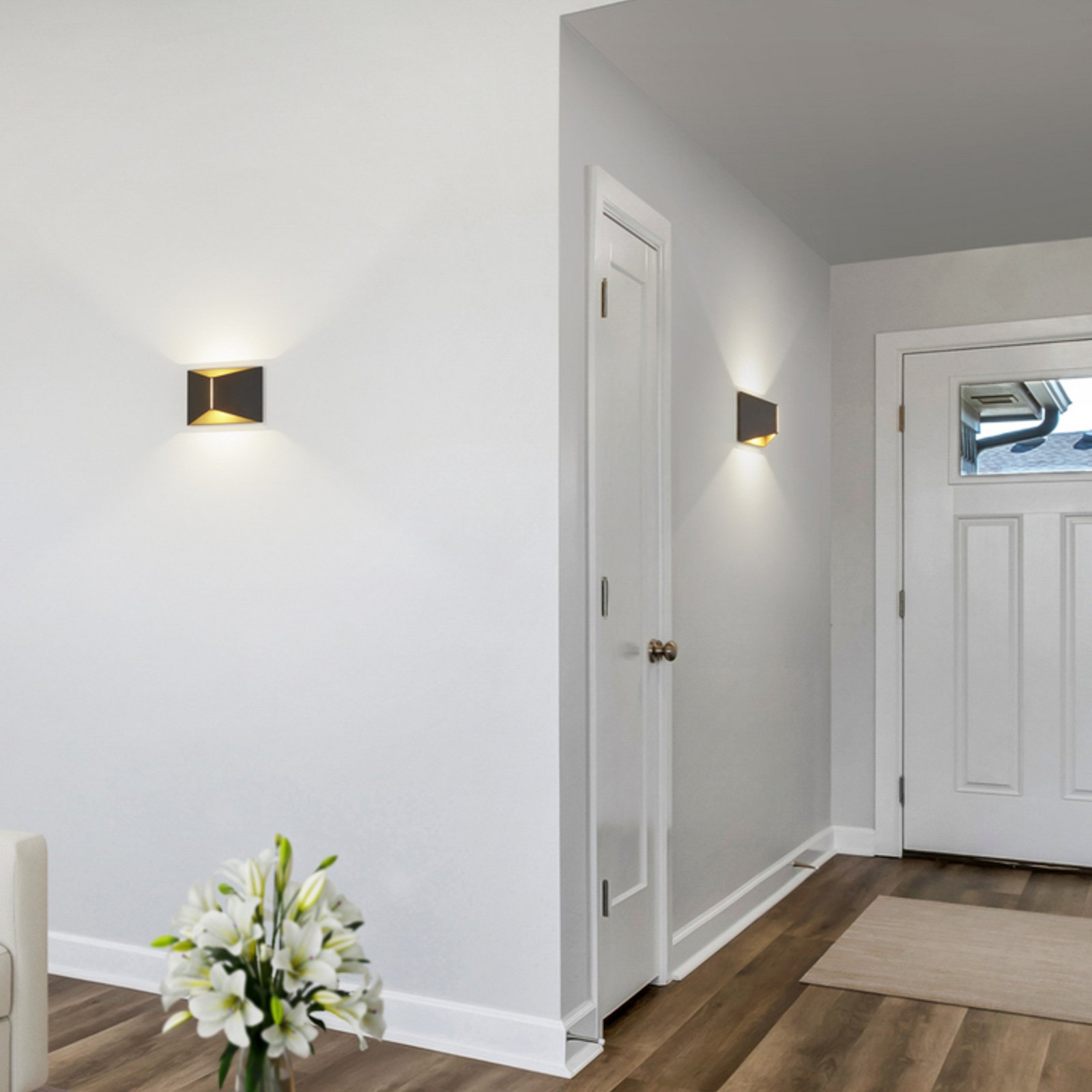 Helestra LED wandlamp VID, zwart/goud, up/down, IP65