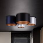 Satin ceiling light 4-bulb blue/black/silver/white