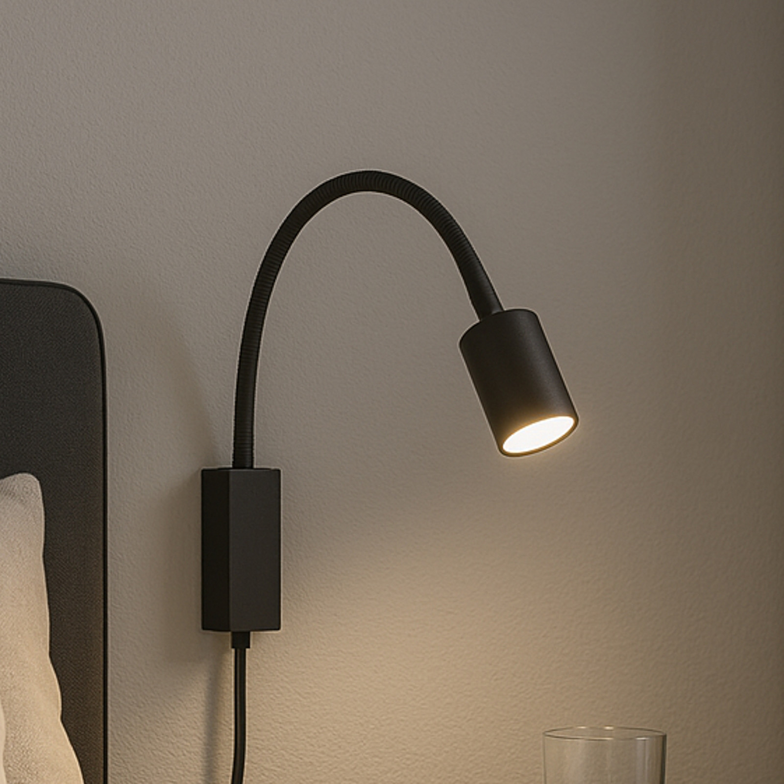 Aplică cu LED Justi negru nisip înălțime 52 cm metal