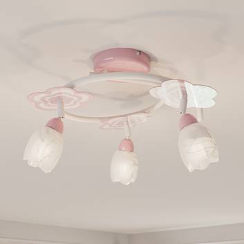 Kinderkamer-plafondlamp Mailin in roze, rond