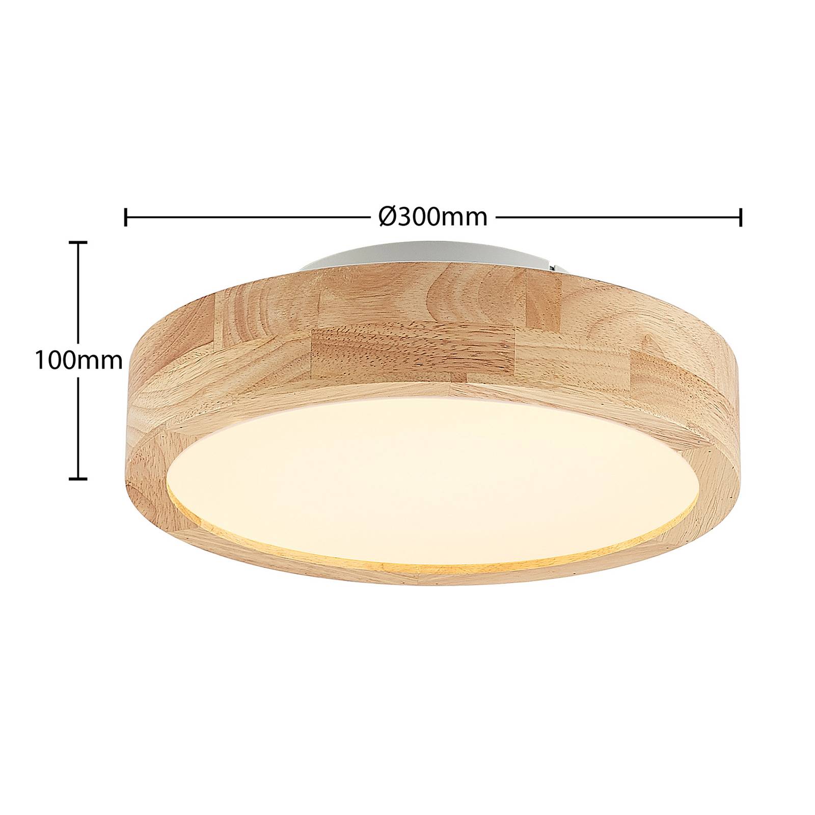 Lindby Lanira lampa sufitowa LED dębowa, 30 cm