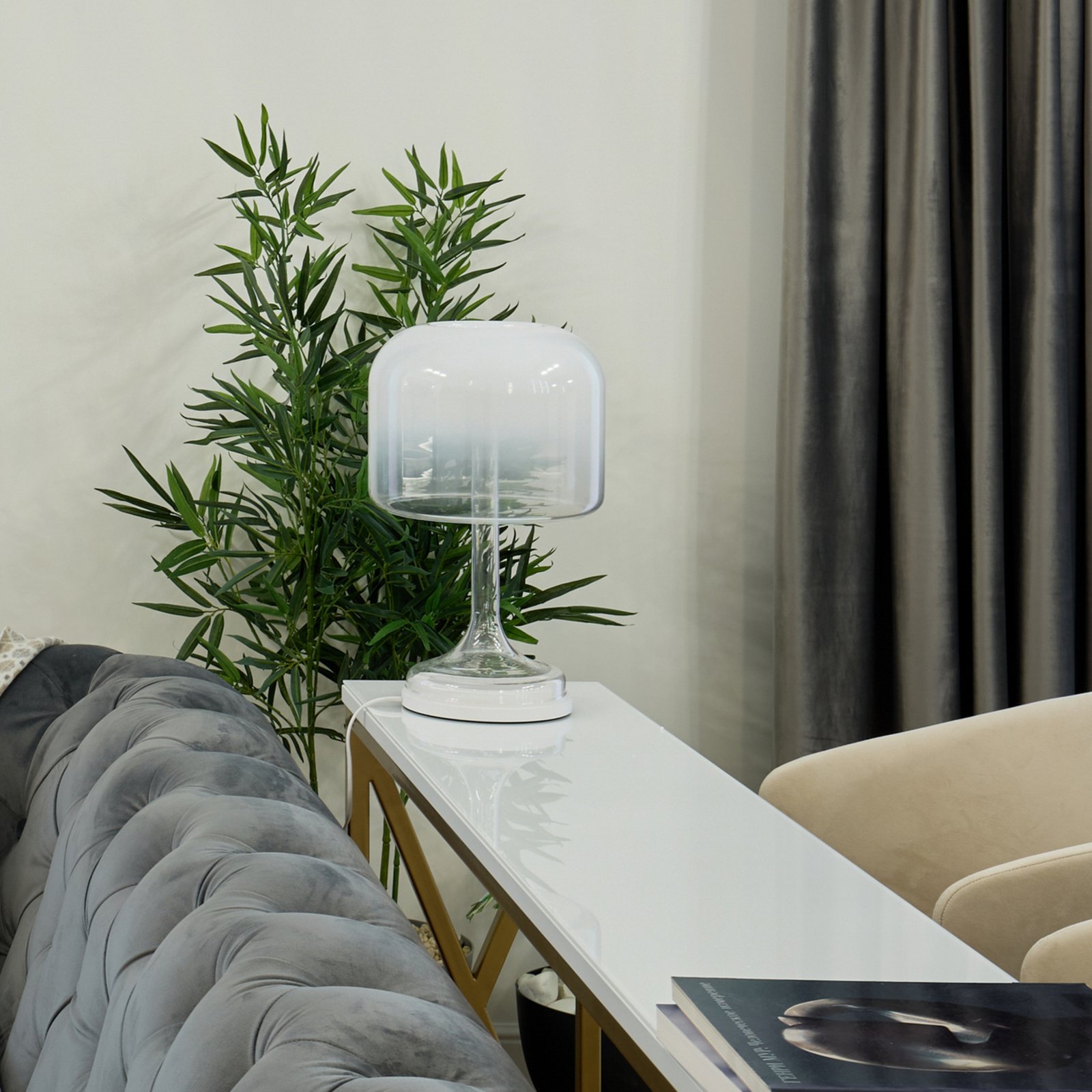 Maytoni Lampada da tavolo LED Spirito, bianco, vetro, altezza 42 cm