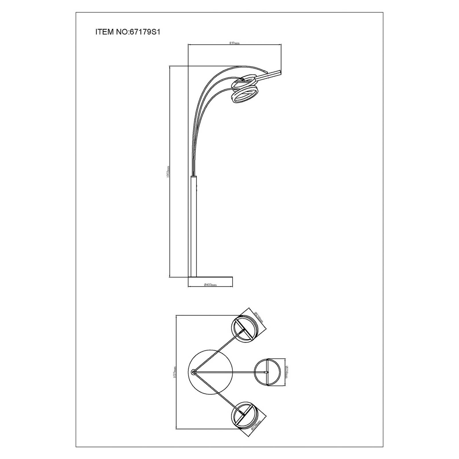 Lampa stojąca LED Della, wysokość 190 cm, czarny/ciemnoszary, 3-punktowa.