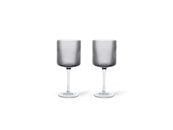 Ripple Rouge Wine Glasses Set of 2 Smoked Gris - Ferm Living