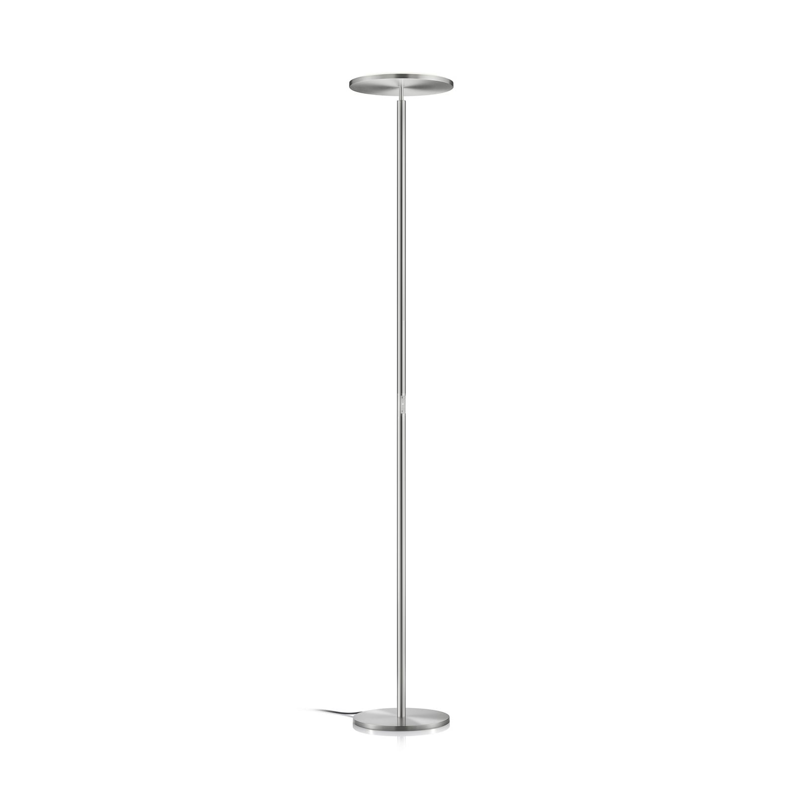Lámpara de pie LED Aura, control por gestos, color níquel, altura 184 cm
