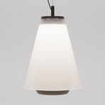 Prandina Shuttle hanglamp zwart, glas opaal