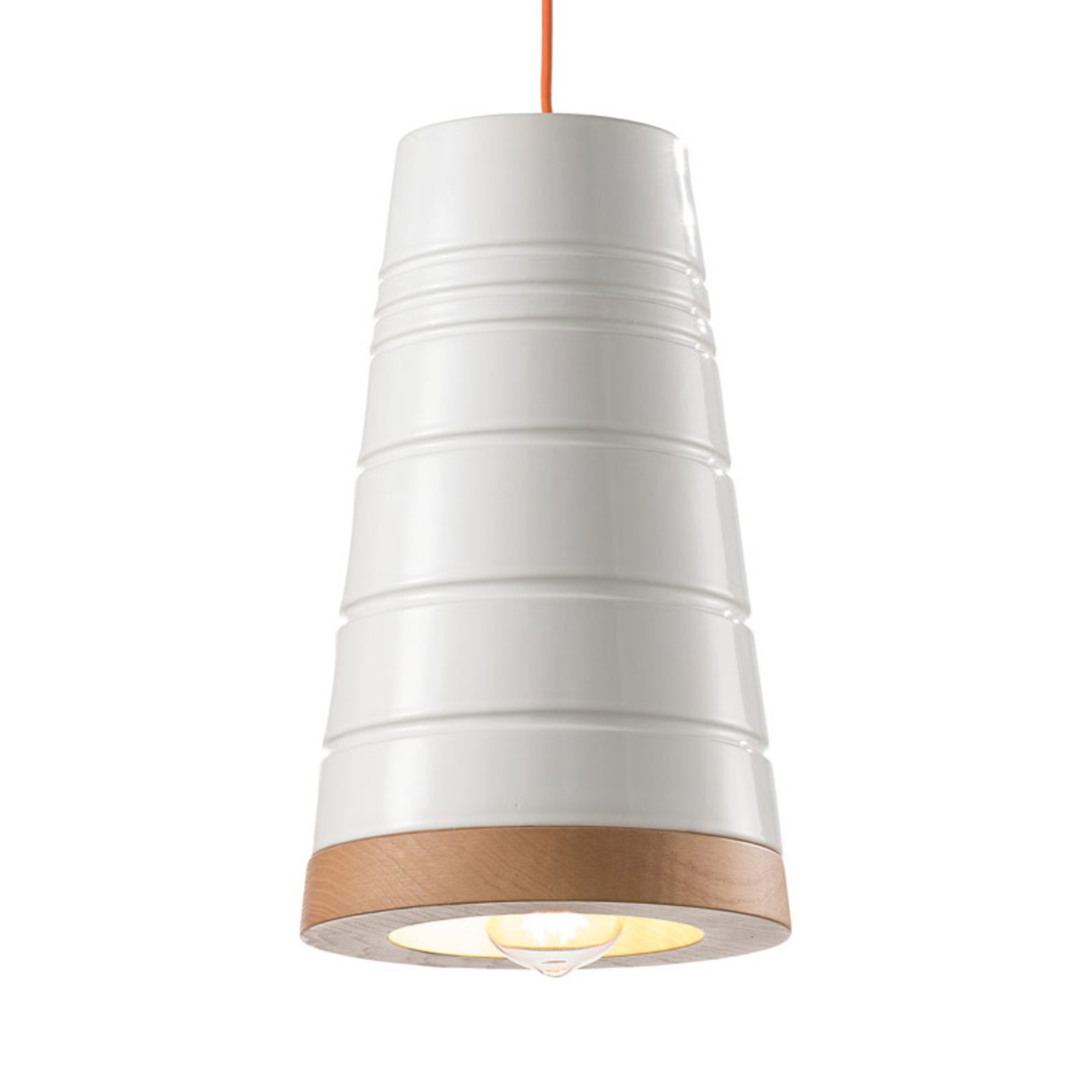 Ferro Luce Scandinavian ceramic hanging light C1785, white, for Living / Dining Room, ceramics, wood, E27, 53 W, energy efficiency: A++, H: 33 cm