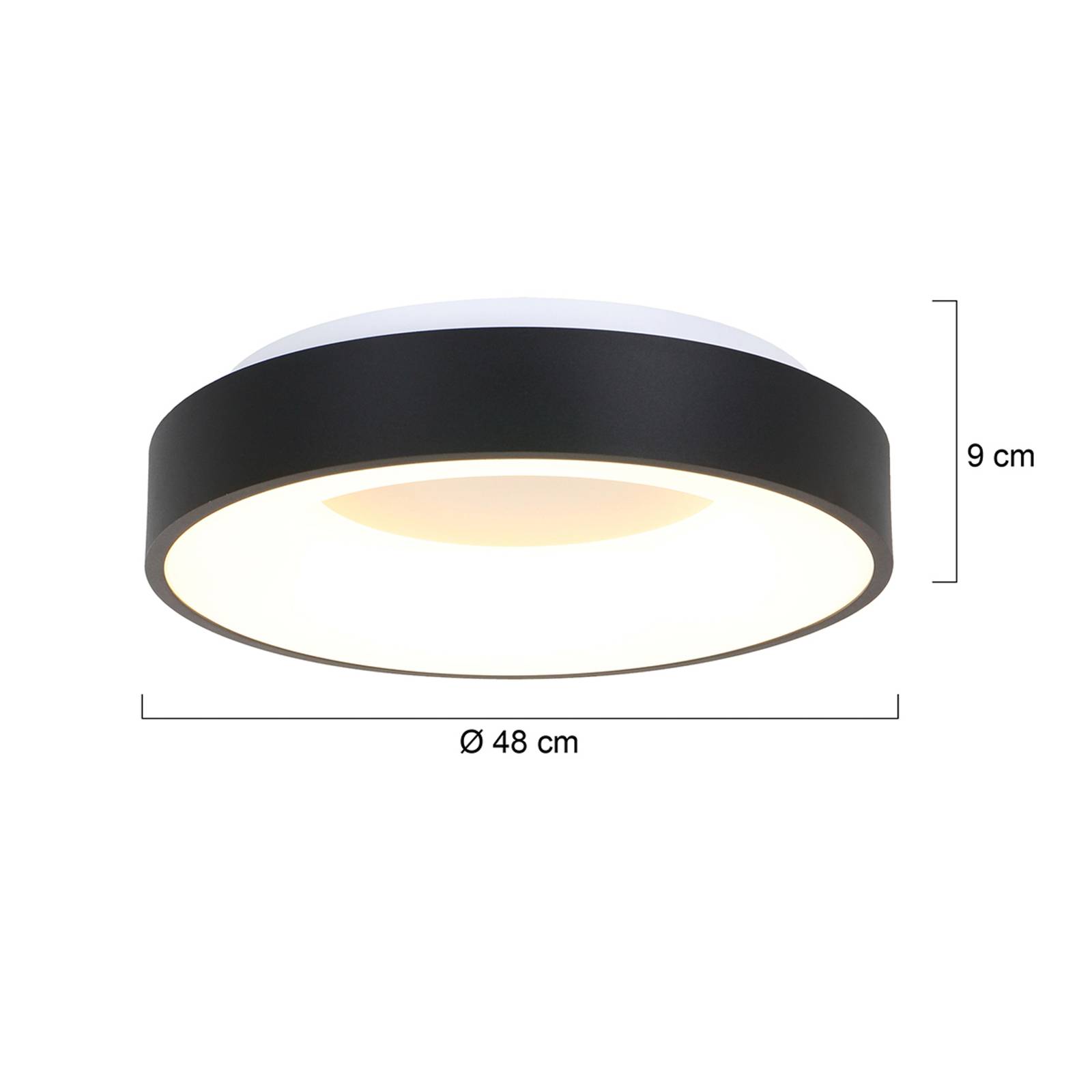 LED-taklampe Ringlede 2 700 K Ø 48 cm svart