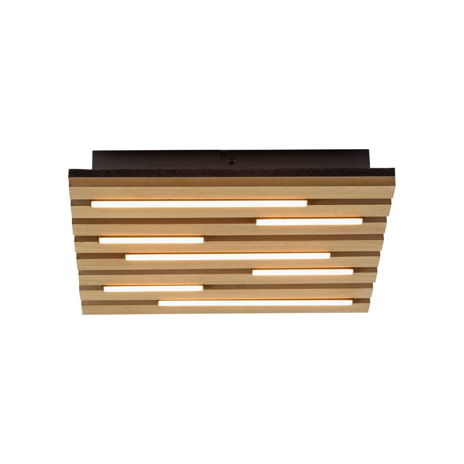 JUST LIGHT LED-Deckenleuchte 15590-79, 10W, 3000K, 1450lm, warmweiß, IP20, Holz/schwarz