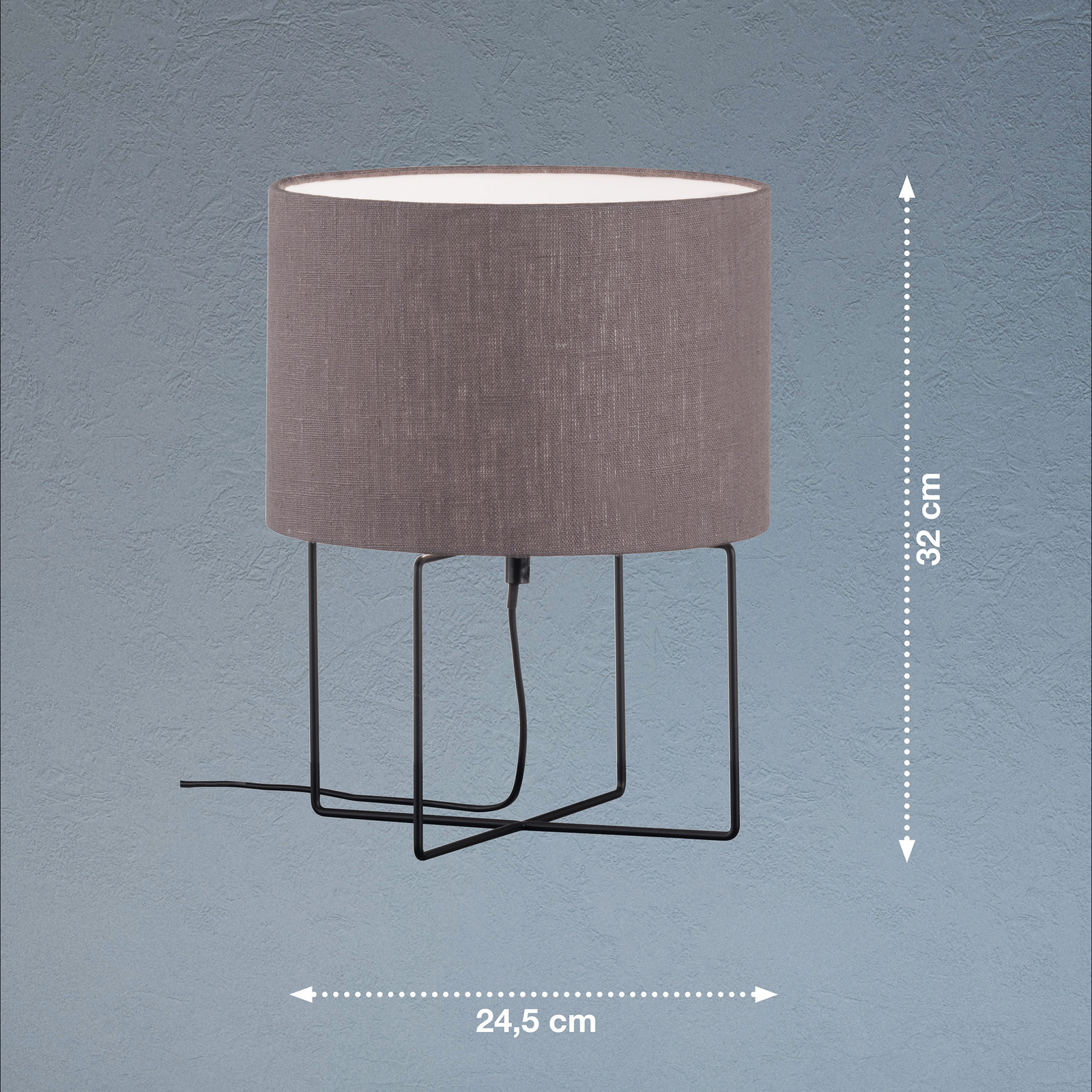 Java table lamp with a grey linen lampshade