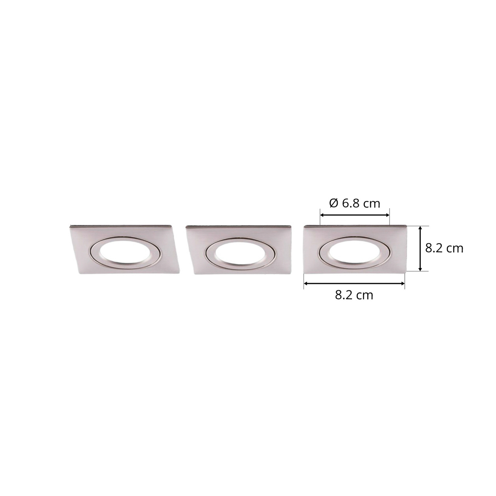 LED-inbyggnadslampa Andrej, kantig, nickel, 3-pack