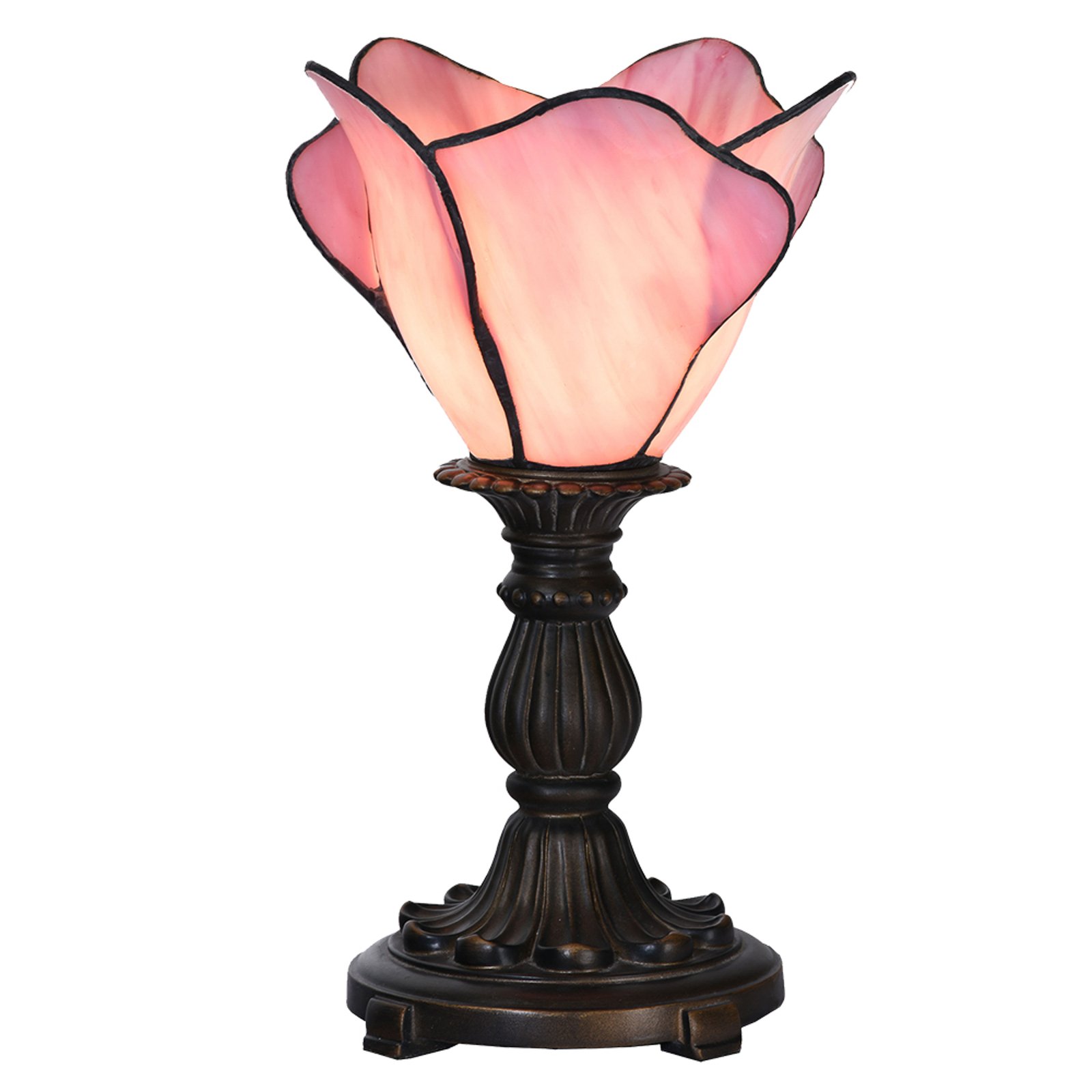 5LL-6099 bordlampe, tiffanystil, rosa