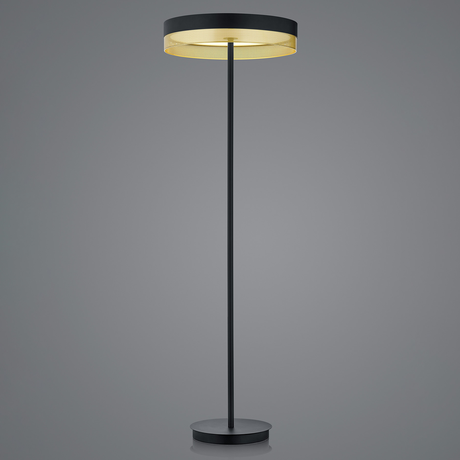 LED grindų lempa "Mesh", jutiklinis reguliatorius, juoda/auksinė