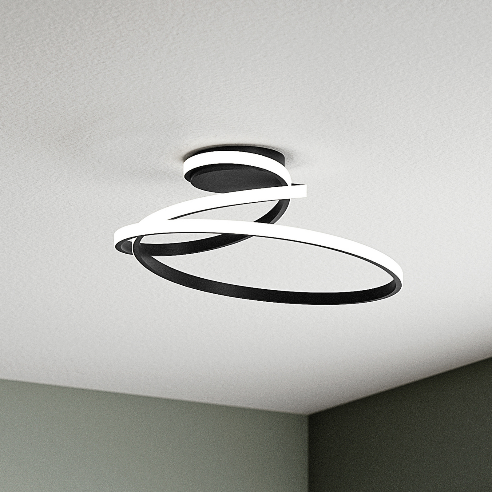 stropné LED svetlo COASTER, čierne, dĺžka 50 cm, kov, CCT