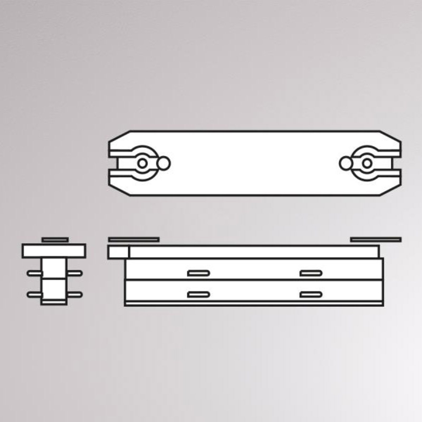 Lineaire connector voor Volare rail, 70 mm