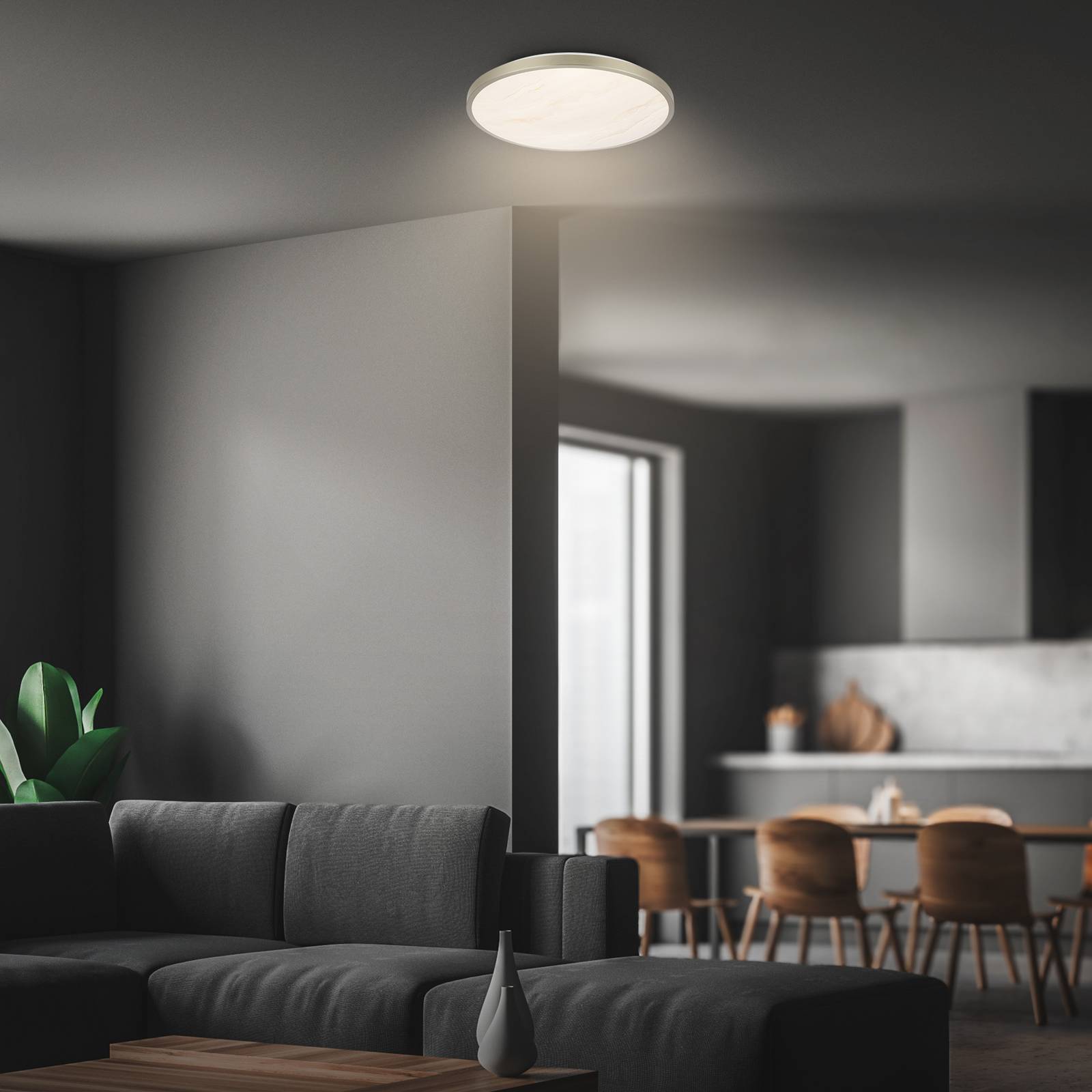Lampa sufitowa LED Competo, 3 000 K, średnica 33 cm, nikiel matowy
