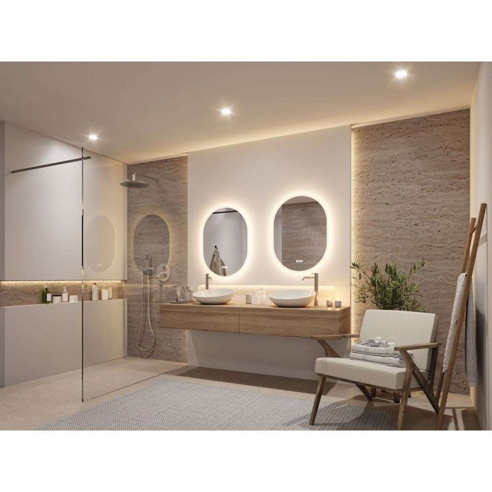 Mirra LED Illuminated Mirror IP44 Dim. Oval Mirror/Alb - Paulmann