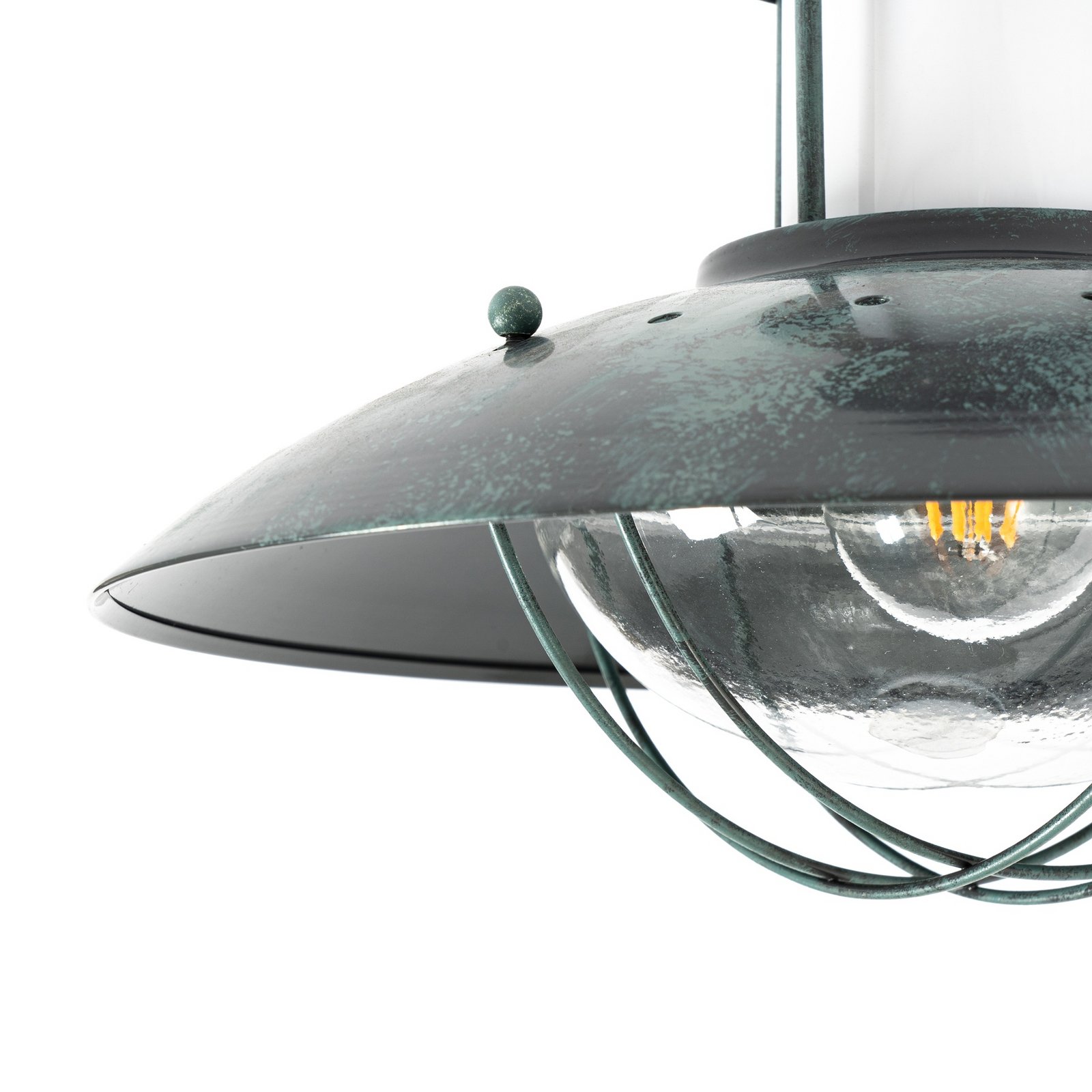 Lindby Louisanne loftlampe, grågrøn, metal, Ø 35cm