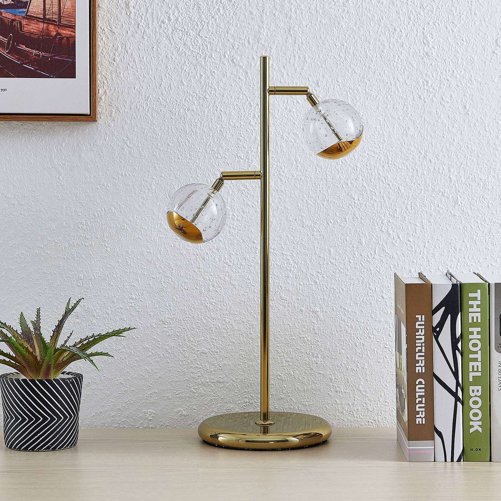 Lucande Kilio -LED-pöytälamppu himmennys kulta