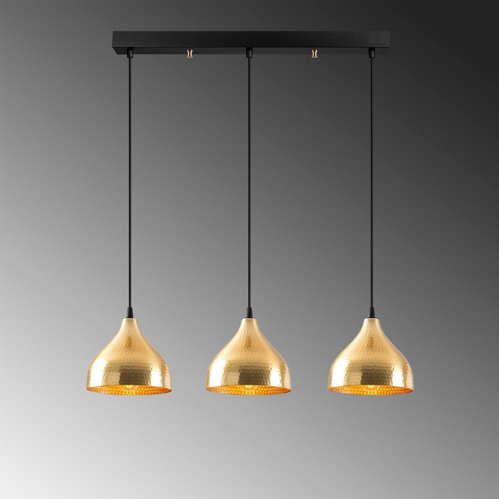 Tattoo 6214 pendant light, gold-coloured metal 3-bulb linear