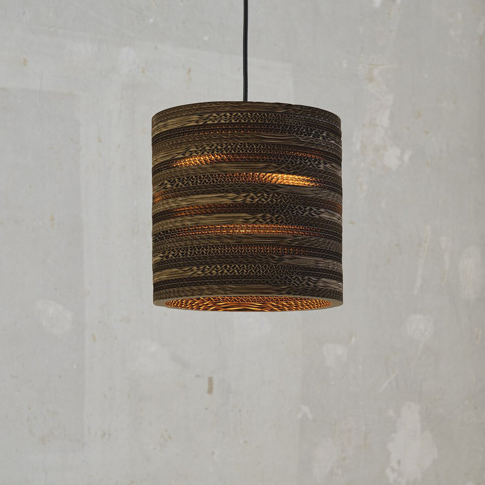 OSRAM hanging light CYLINDER, 1-bulb, brown, Ø 25 cm, corrugated cardboard