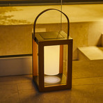 Linterna solar LED Seraphina, color teca, altura 32 cm, metal