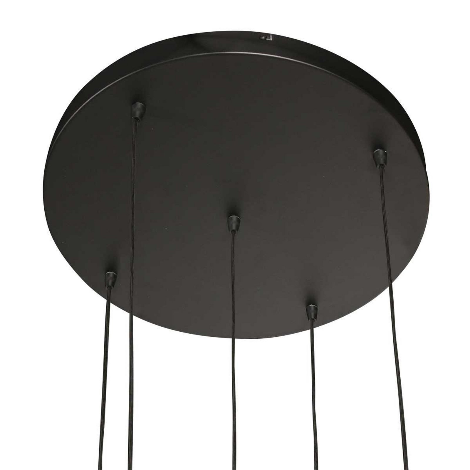 LED pendant light Bollique, 5-bulb. Round, black, glass