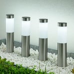 Lindby LED solar pedestal lamp, set of 4, with 31 cm ground spike, IP44