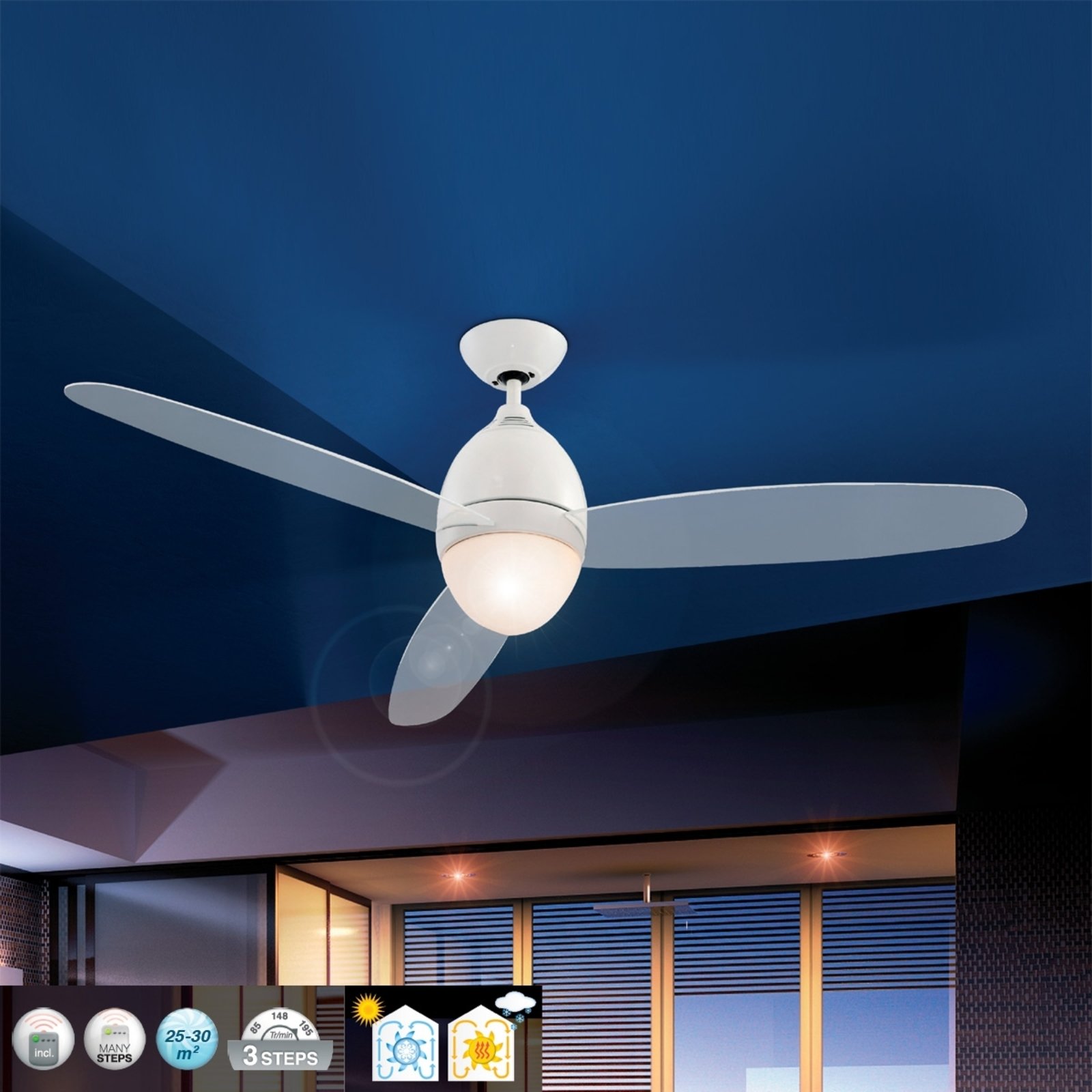 Globo Takvifte Premier, hvit, 132?cm - moderne lampe Stue / spisestue - metall, plast, glass