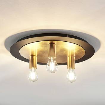 Lámpara de techo de metal Justik, 3 luces, negro